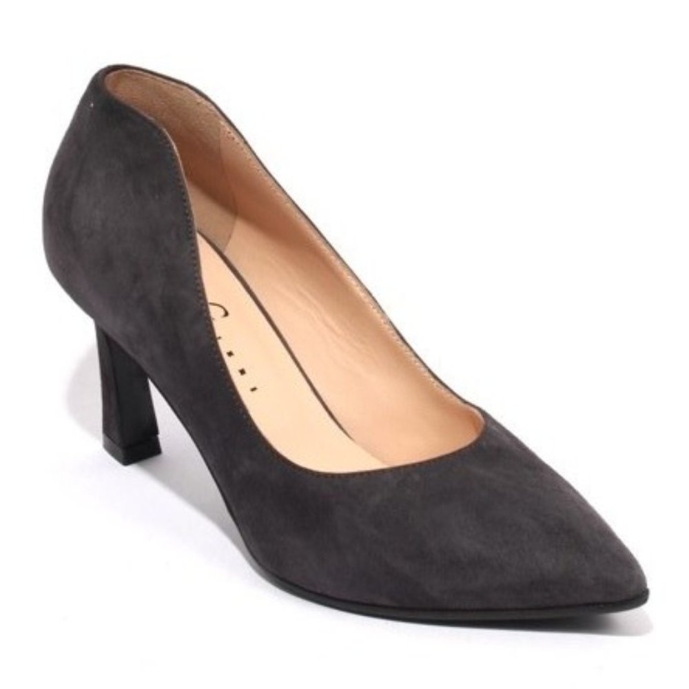 ITALIAN Gray Suede Pointy Classic Heel Pumps